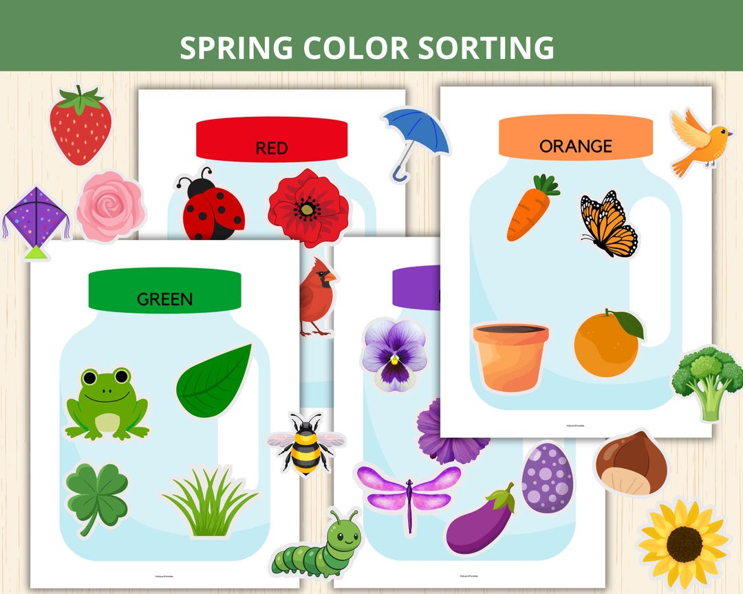 Color Matching Jars,spring Color Sorting,spring Sorting Activity,color ...