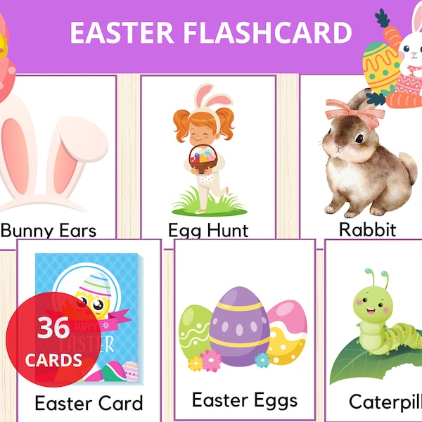 Easter Montessori Flashcards for Kids Easter Flash Cards Spring Flashcards Educational Flash Cards Alphabet  ABC Flash Cards Preschool