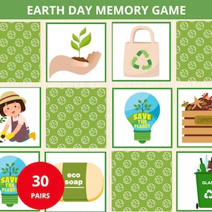 Earth Day memory game,Earth Day activity,Earth Day Matching Game,recycling activity,homeschool earth day,environment game,Ecology montessori