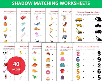 Shadow Matching Worksheets,Match the Picture,matching game,matching activity,preschool activities,Busybook,educational printables,homeschool