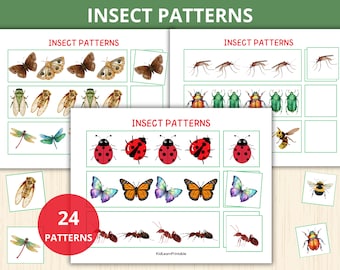 insect Patterns,insect Activity,Cut and Paste Patterns,Preschool Patterns,Scissor skill,insect Worksheet,bug Montessori,Homeschool,Kinder