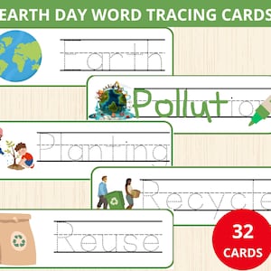  Erde Wortrückverfolgung,Recycle Tag Prek,Erde Tag Verfolgungsstreifen,Erde Tag Vokabelkarten,Erde Tag Vokabelkarten,Handschrift Übung,Erde