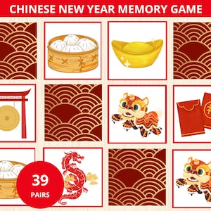 Jogo da memória do ano novo chinês, atividade de correspondência do ano novo lunar, cartas do jogo de correspondência da memória, jogo do festival da primavera, jogo de cartas chinês, pré-escola