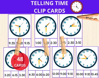 Telling time clip cards,clock activity,Tell the time activity,Learn the time,Clockwork,Learn To Tell Time,Learning Time,Count and Clip Cards