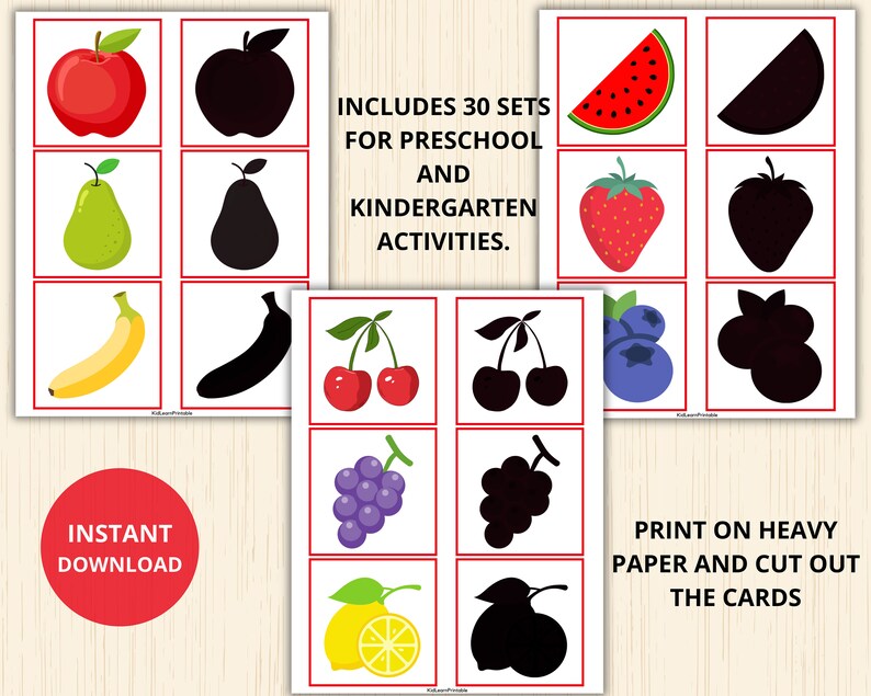 Fruits Shadow Matching,fruits Matching Game,fruit Montessori,fruits ...