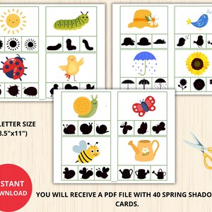 Spring Shadow Clip Cards are a fun, hands-on learning activity designed for preschool and kindergarten children. Kids match each spring-themed object to its correct shadow, helping develop visual discrimination and critical thinking skills.
 This activity also strengthens fine motor skills through clipping and improves focus and problem-solving abilities. Perfect for classrooms, homeschooling, morning tubs, and independent learning centers.