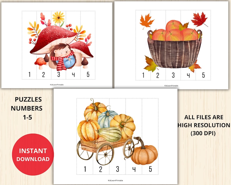 Encourage your child's number skills with this Fall Number Sequence Puzzle! Designed with vibrant autumn-themed illustrations, this activity challenges kids to put numbers in order, enhancing their counting and sequencing abilities.