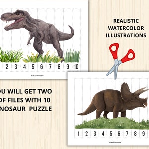 Dinosaur Puzzle Number,dinosaur Sequence Puzzles,montessori Preschool ...