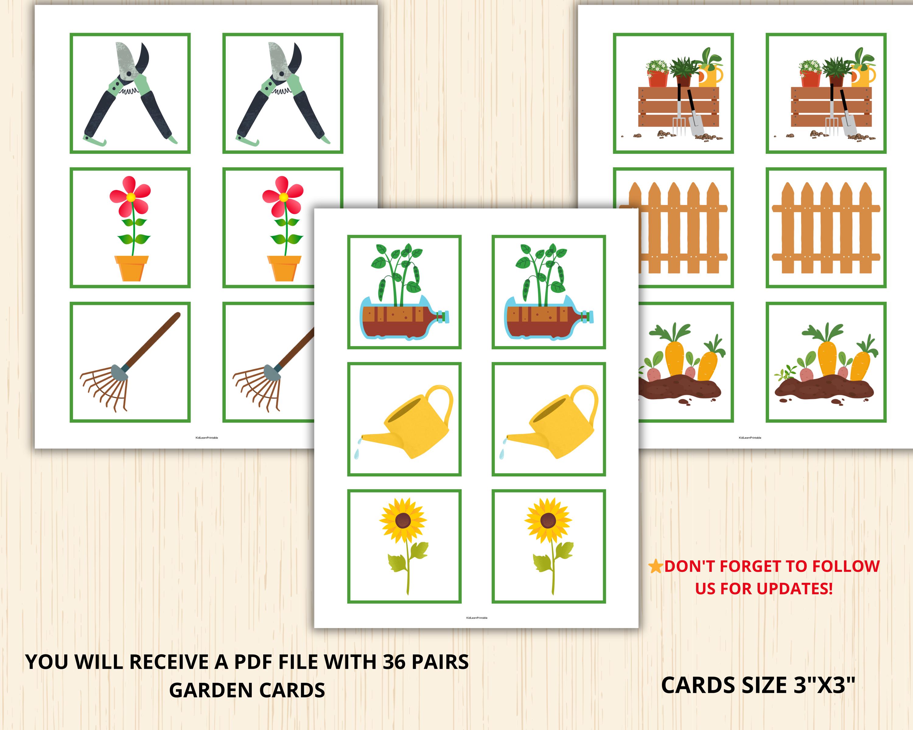 Spring Garden Memory Game for Kids: Matching Activity (PDF Pattern) - Etsy