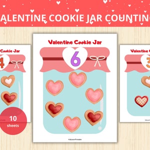 Valentine Counting Activity, Numbers 1-10, Count activities,prek worksheets, Counting worksheet,Preschool Valentine Hearts Counting Activity