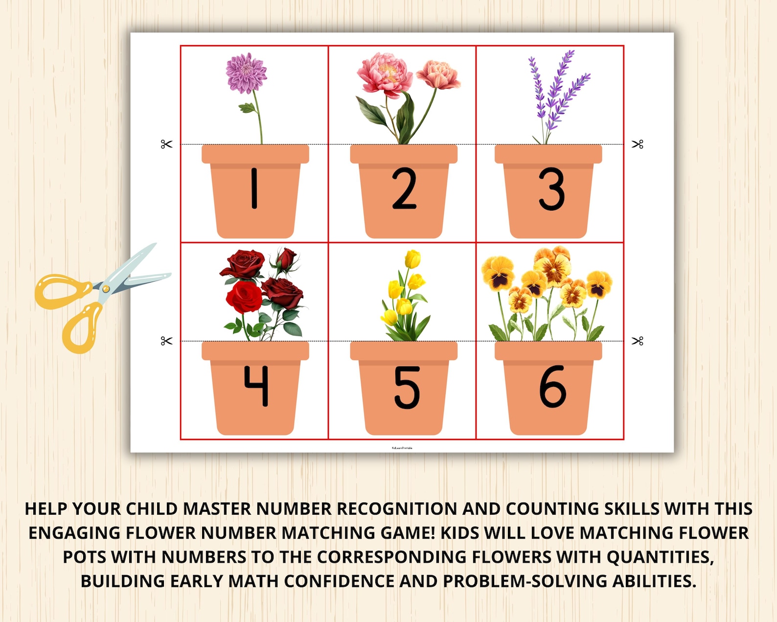 Flower Number Matching,spring Counting Number,spring Preschool Activity ...