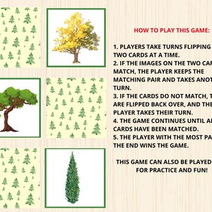 Tree Memory Game,tree Matching Game,tree Unit Study,nature Memory Game ...