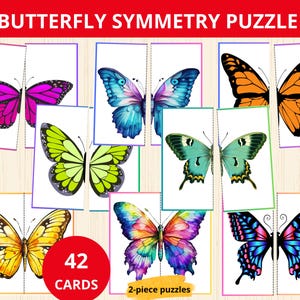Butterfly Matching Activity,Butterfly Symmetry Puzzles,spring Kids Puzzles,Spring Activity book,nature matching game,butterfly unit study
