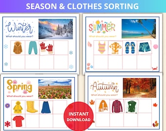 Clothes sorting activity,season wear activities,Weather Dress Up Game,Weather Clothing,Kids Dress Up Activity,Seasons Clothes Sorting