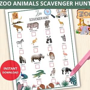 Zoo Scavenger Hunt,Treasure Hunt,zoo animals hunt,Animal Scavenger Hunt,Zoo Birthday Theme,zoo visit activity,Outdoor Scavenger Hunt,prek
