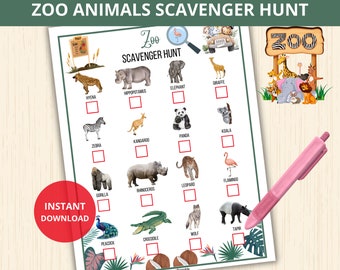 Zoo Scavenger Hunt,Treasure Hunt,zoo animals hunt,Animal Scavenger Hunt,Zoo Birthday Theme,zoo visit activity,Outdoor Scavenger Hunt,prek