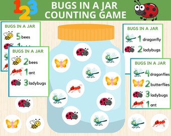 bug in a jar counting activity, pretend play,insect busy book, bug unit study,preschool,kindergarten,math activities,fine motor skills,prek