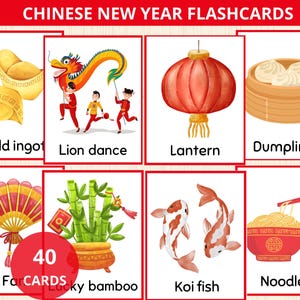 Tarjetas didácticas del Año Nuevo chino, tarjetas de vocabulario del Año Nuevo Lunar, Festival de primavera Montessori, tarjetas de nomenclatura, tarjetas didácticas del chino tradicional