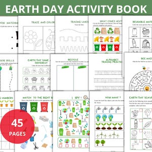 earth day activity pack,Earth Day Activity Book,earth day preschool worksheets,earth day coloring pages,nature Homeschool,earth day prek