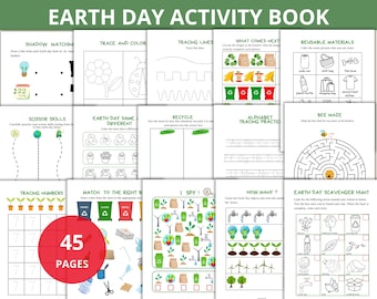 earth day activity pack,Earth Day Activity Book,earth day preschool worksheets,earth day coloring pages,nature Homeschool,earth day prek