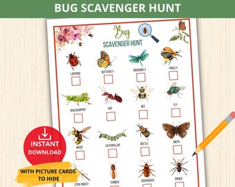 Bug Scavenger Hunt,insect Scavenger Hunt,Nature Scavenger Hunt,indoor Scavenger Hunt,nature study,Camping Activities for Kids,Yard Games