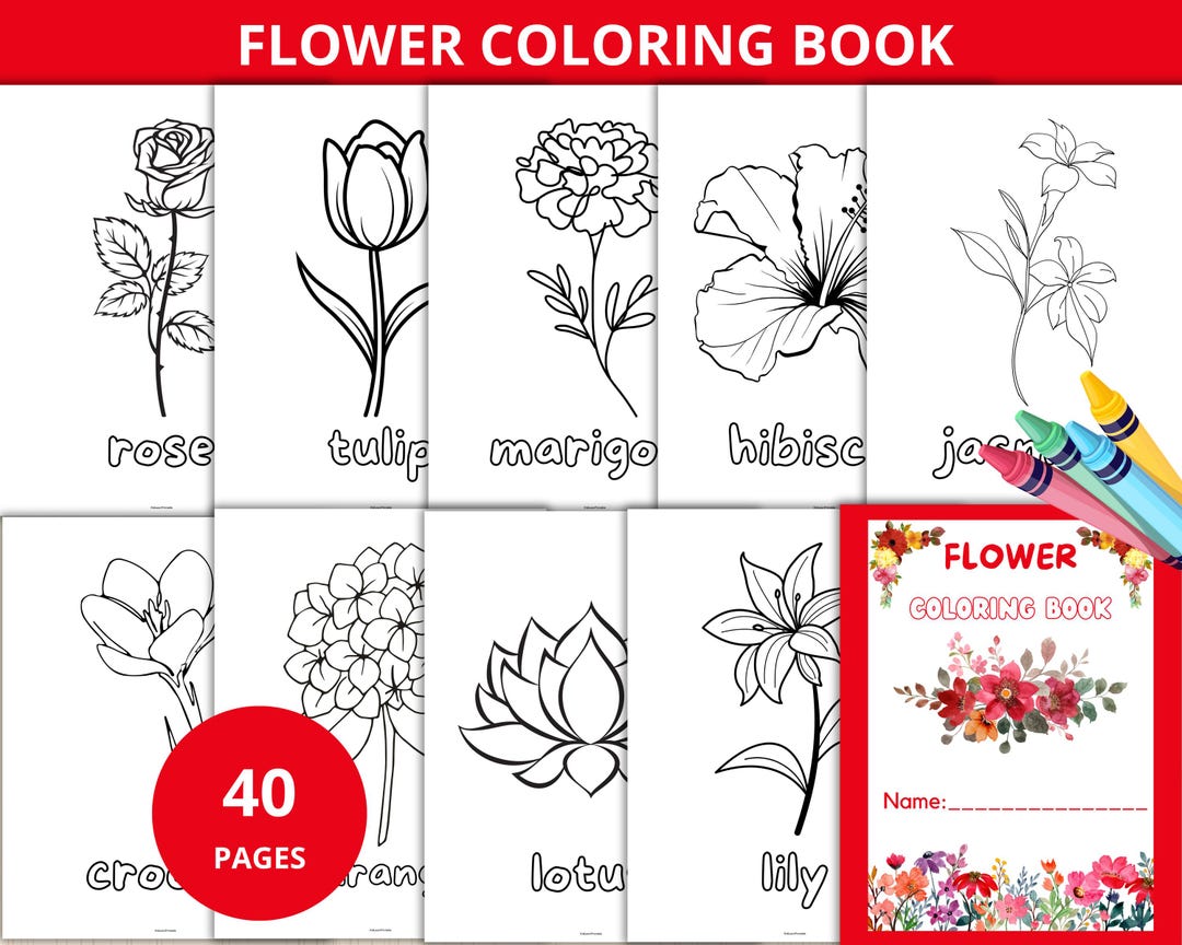 Flower Coloring Pages,floral Coloring Book,spring Coloring Pages,flower ...