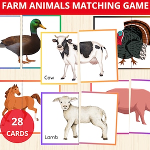 Jeu d'association d'animaux de la ferme