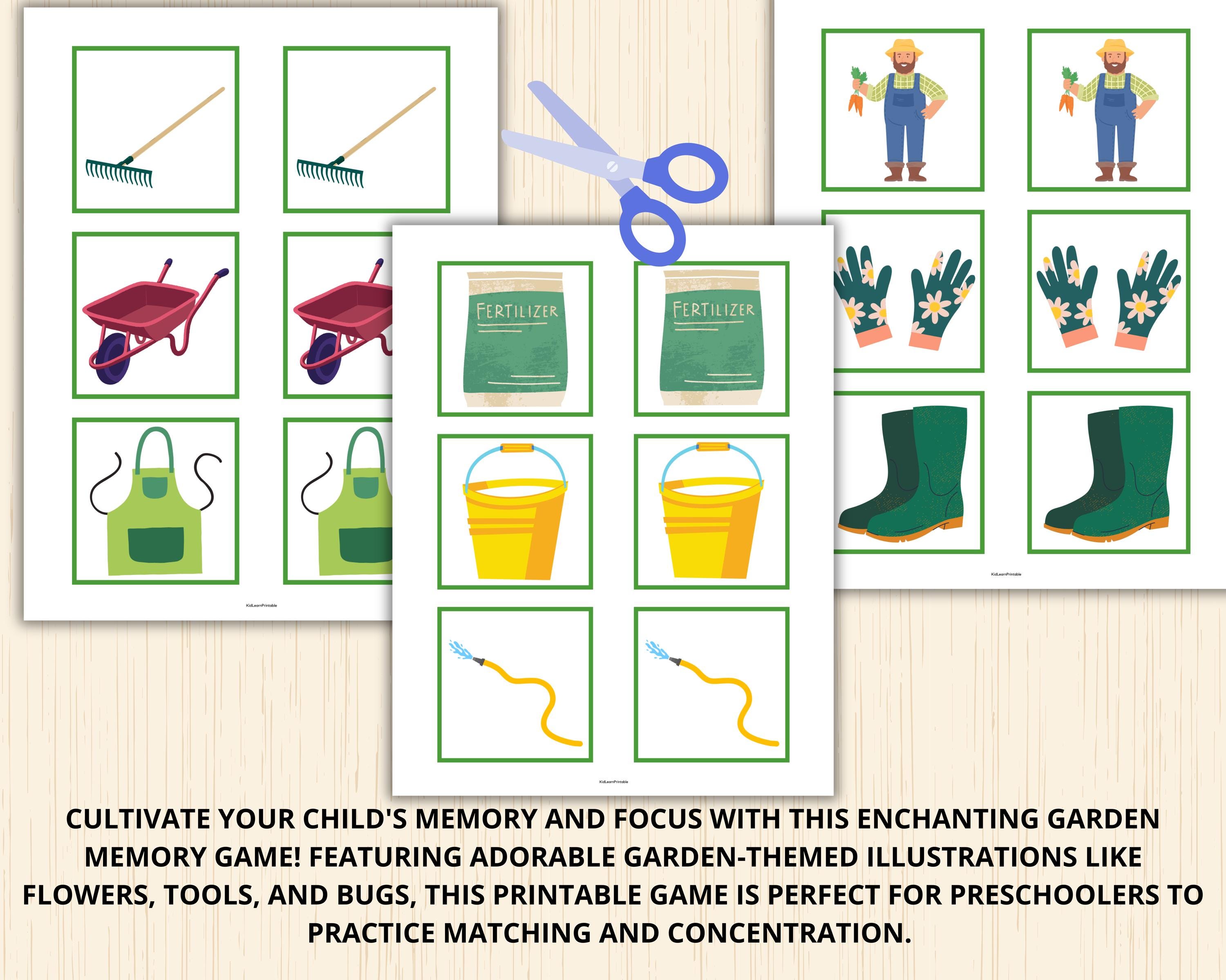 Spring Garden Memory Game for Kids: Matching Activity (PDF Pattern) - Etsy