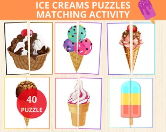 Ice Cream Matching Activity,summer Puzzles,symmetry puzzles,Popsicles,Toddler,summer Preschool Game,summer Busy Bags,Summer Activity,prek