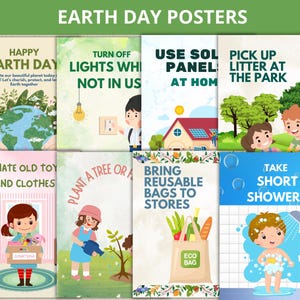 Earth Day Posters,Earth Day Bulletin Board,Environmental Awareness Classroom Decor,Earth Day Bulletin Board Set,Save the Planet posters kids
