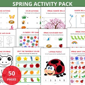 Spring Preschool Packet,spring Preschool Worksheets,Spring Learning Pack,nature Busy Book,spring Homeschool,spring activities,coloring book