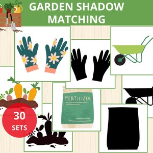Garten Karteikarten,Garten Karteikarten,Frühlingsaktivität,Vorschule,Montessori,Garten Schatten passende,Kindergarten, Memory Spiel