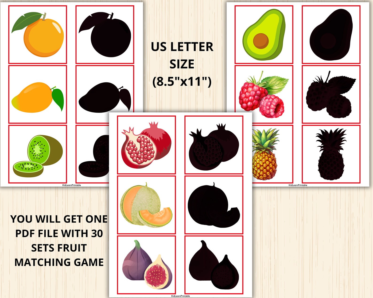 Fruits Shadow Matching,fruits Matching Game,fruit Montessori,fruits ...