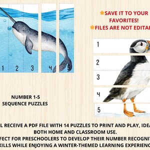 Arctic Animals Puzzle,arctic Animal Halves Matching,winter Puzzle ...