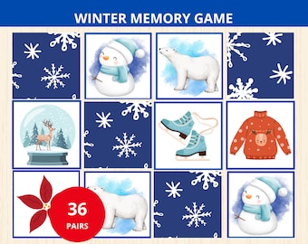 Winter Memory Game,winter Matching Activity,winter Preschool,Homeschool Learning,winter Busy Book,Christmas Quiet Time,winter flashcards