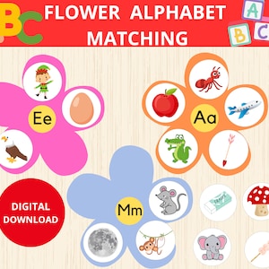 Cartes de l'alphabet Montessori,Alphabet floral,Sons de début, Programme préscolaire, Cartes de phonétique, Jeu de l'alphabet pour enfants,Apprendre à lire
