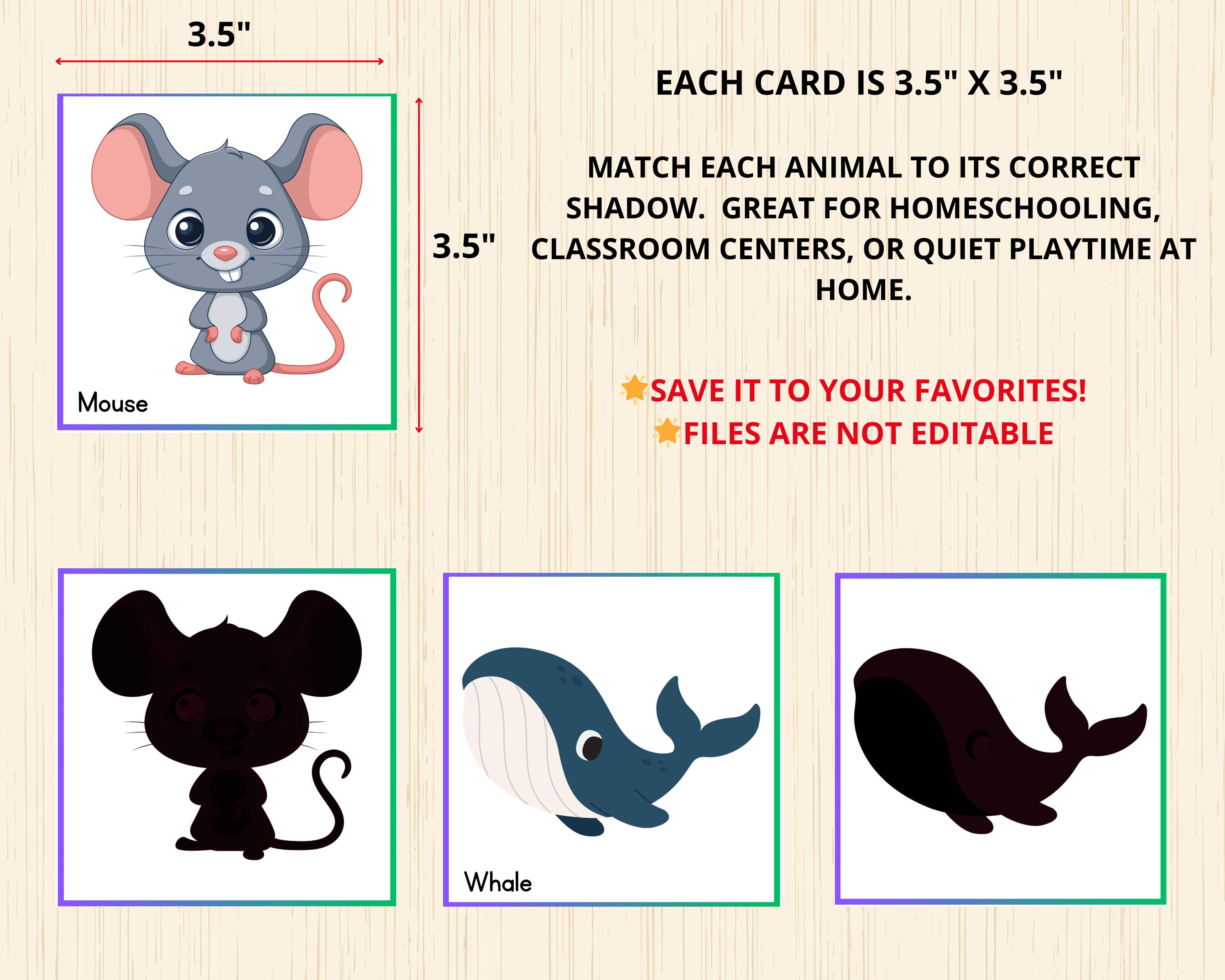 Spring Animals Shadow Puzzle Animal Shadow Matching ,animal Puzzles,montessori Animal Shadow Match ...