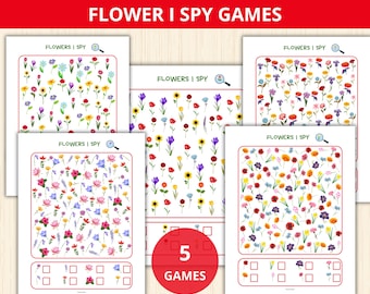Flowers I Spy game,flower counting activity,spring i spy games,Seek and Find,Look and Find,spring Party Game,flower Birthday Activity prek