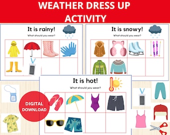 Dress Up Activity,weather activities, preschool, learn weather, weather montessori, Four Seasons, Weather Worksheets,Weather Flashcards,prek