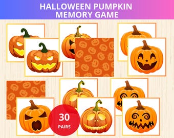 Halloween Kürbis Memory-Spiel, Halloween Party Spiel, Kürbis Memory Spiel, Halloween Party Spiel, Halloween Homeschool,