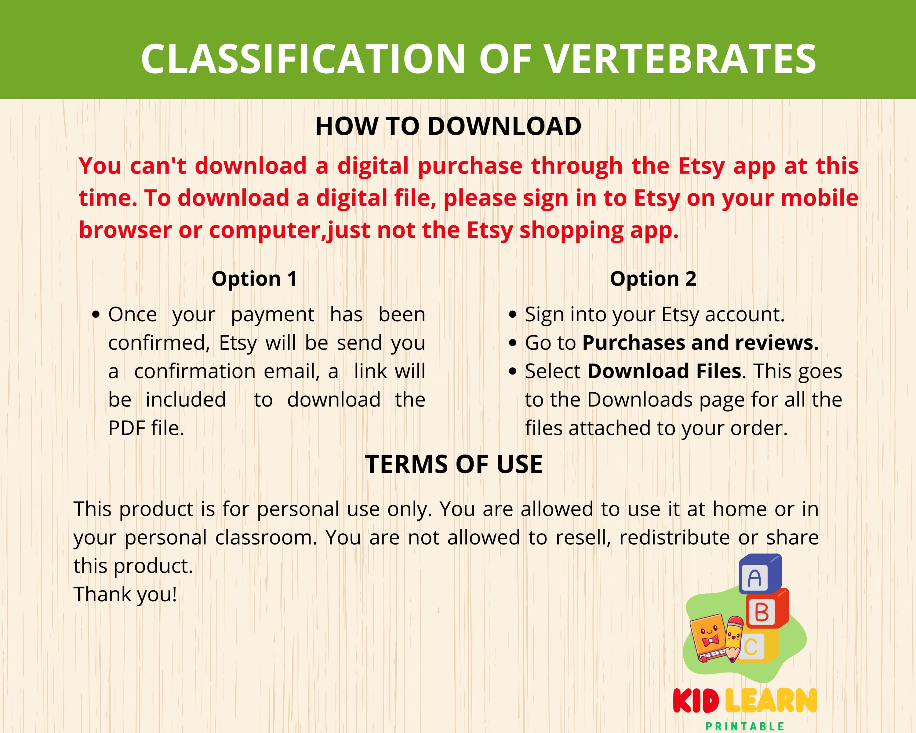 Classification of Vertebrates,animal Classification Sorting,animal ...