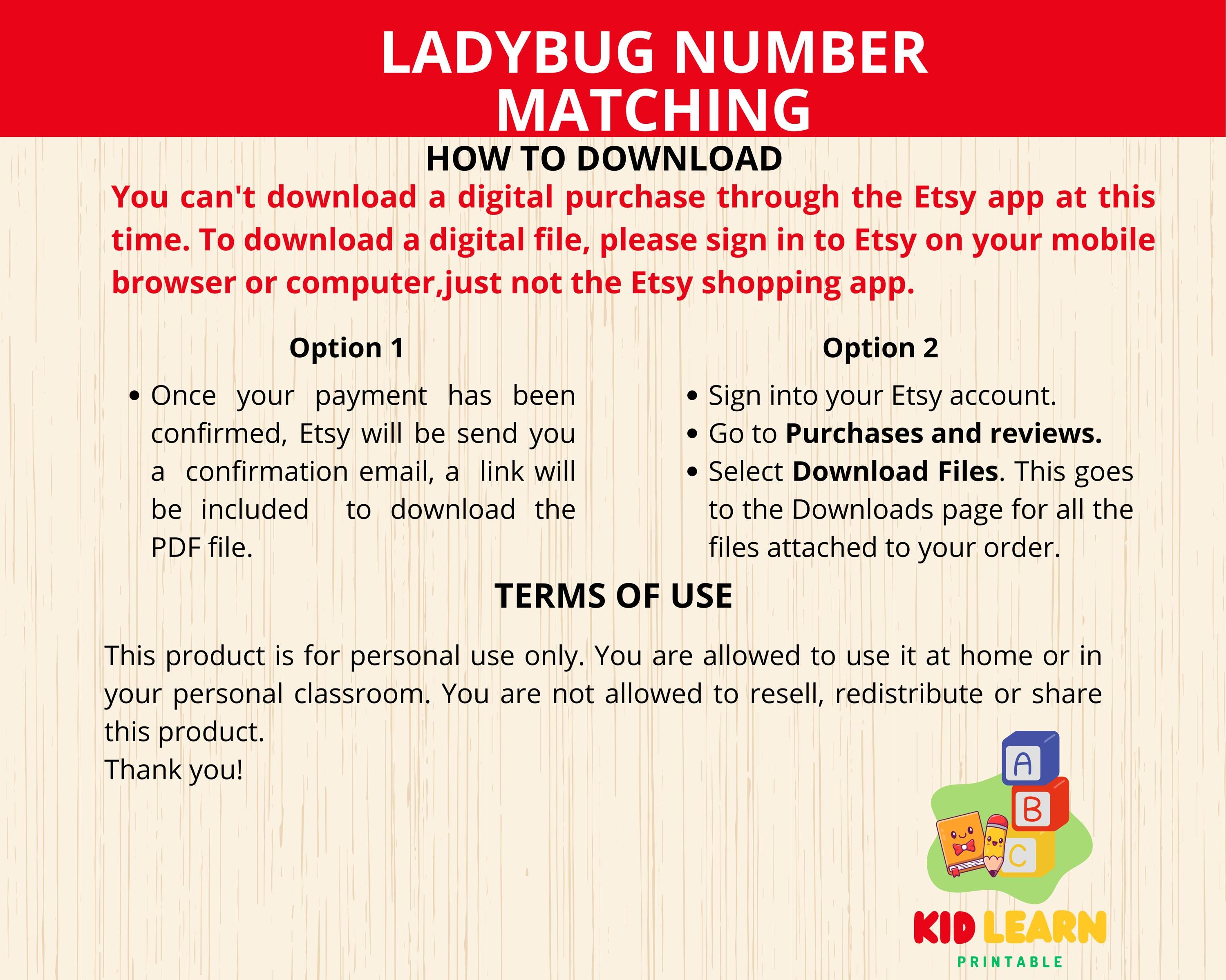 Ladybug Number Match,preschool Math Game,ladybug Puzzle,prek Math ...