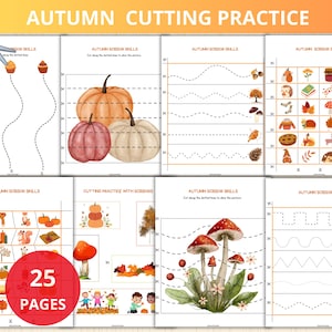 Autumn Cutting Practice,Fall Scissor Strip,fall Cutting Strip,Preschool Scissor Practice,kindergarten Scissor Skills Worksheets,Cutting Line