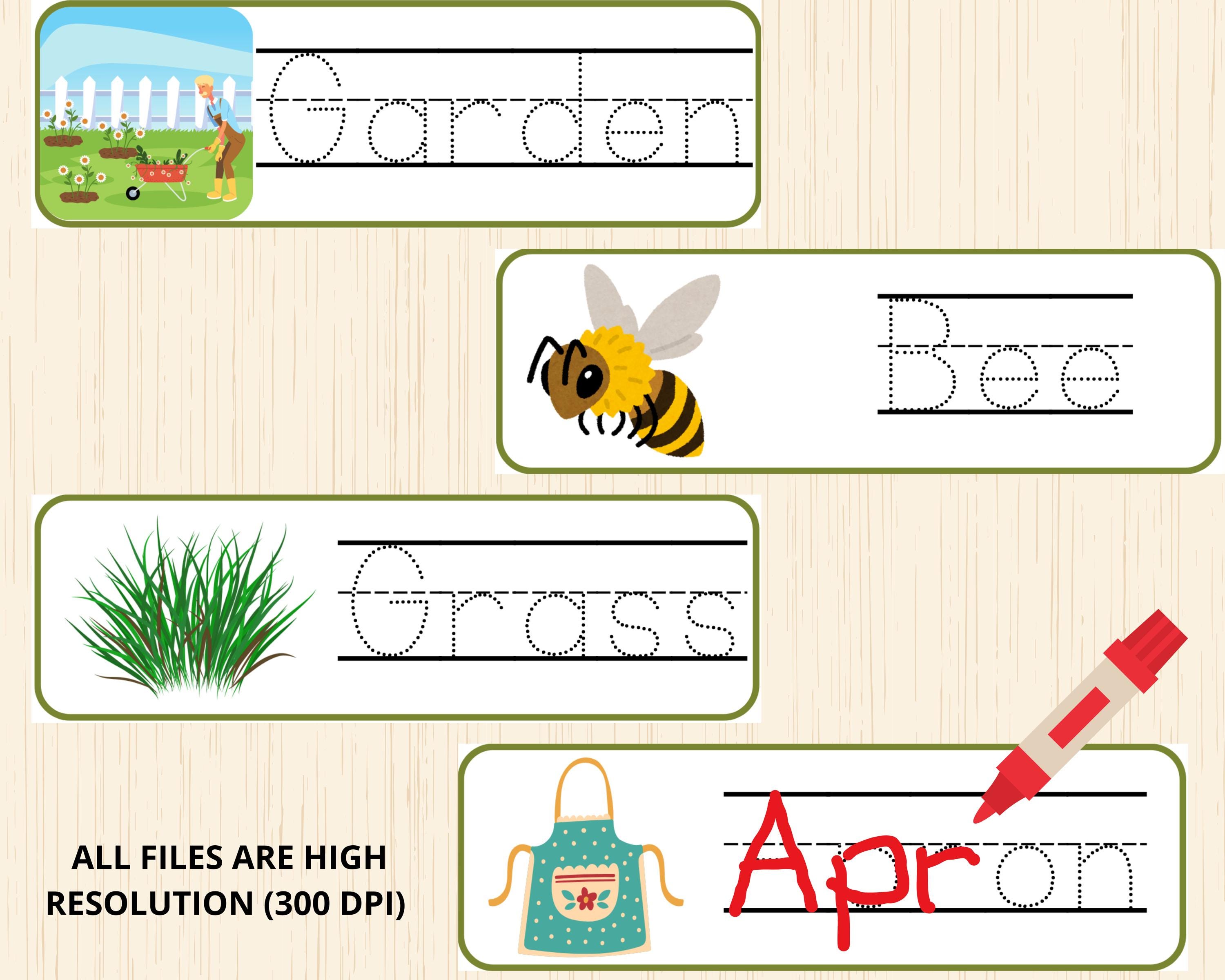 Garden Tracing Strips garden Word Tracing Cards nature Montessori Garden Tracing Strips garden Word Tracing Cards nature Montessori