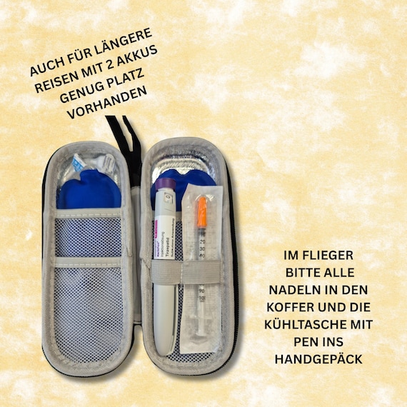 Personalisierte Insulin-/GLP-1 Kühltasche | Reise-Etui für Ozempic, Wegovy, Mounjaro Pens | Leicht & robust, ideal auf Flugreisen