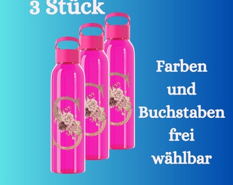 3 Wasserflaschen mit Namen, Geschenk, JGA, personalisierbar