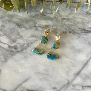 Blue and Teal Marble Earrings