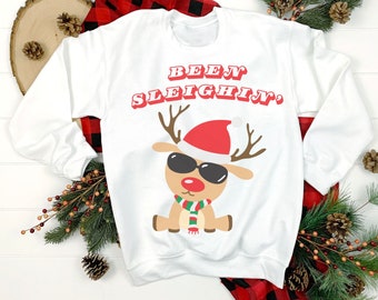 Funny Christmas Sweatshirt, Christmas Sweatshirt, Funny Animal Sweatshirt, Reindeer Sweatshirt, Holiday Gift, Unisex Christmas Sweatshirt