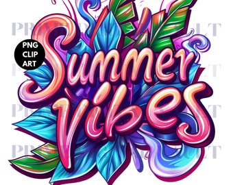 Summer Vibes T-Shirt PNG: Beach Vacation Design (Digital Download)
