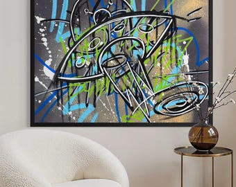 Colorful Street Art Printable – Lost in Space | Urban Street Art Poster | Colorful Graffiti Wall Art Digital Download by YRT.studio